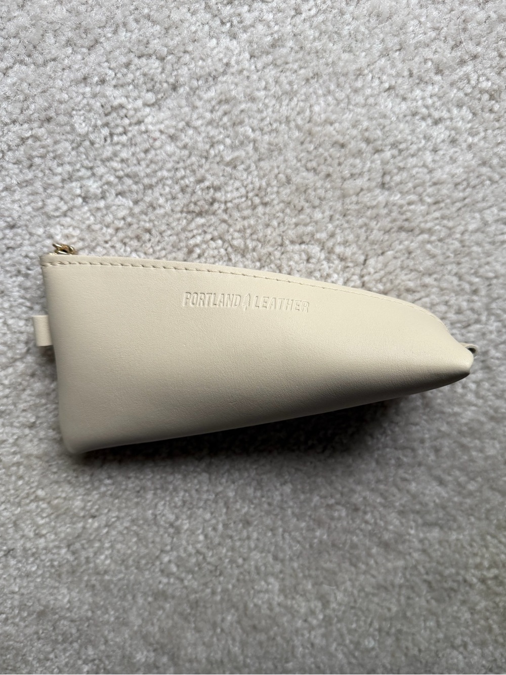 Portland Leather Cream Triangle Zip Pouch